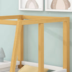 Car Bed, MDF Wheels Pine Frame, White + Natural (90x200cm)