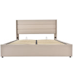 Storage Bed, Hydraulic Double Bed 140x200cm, Linen Beige