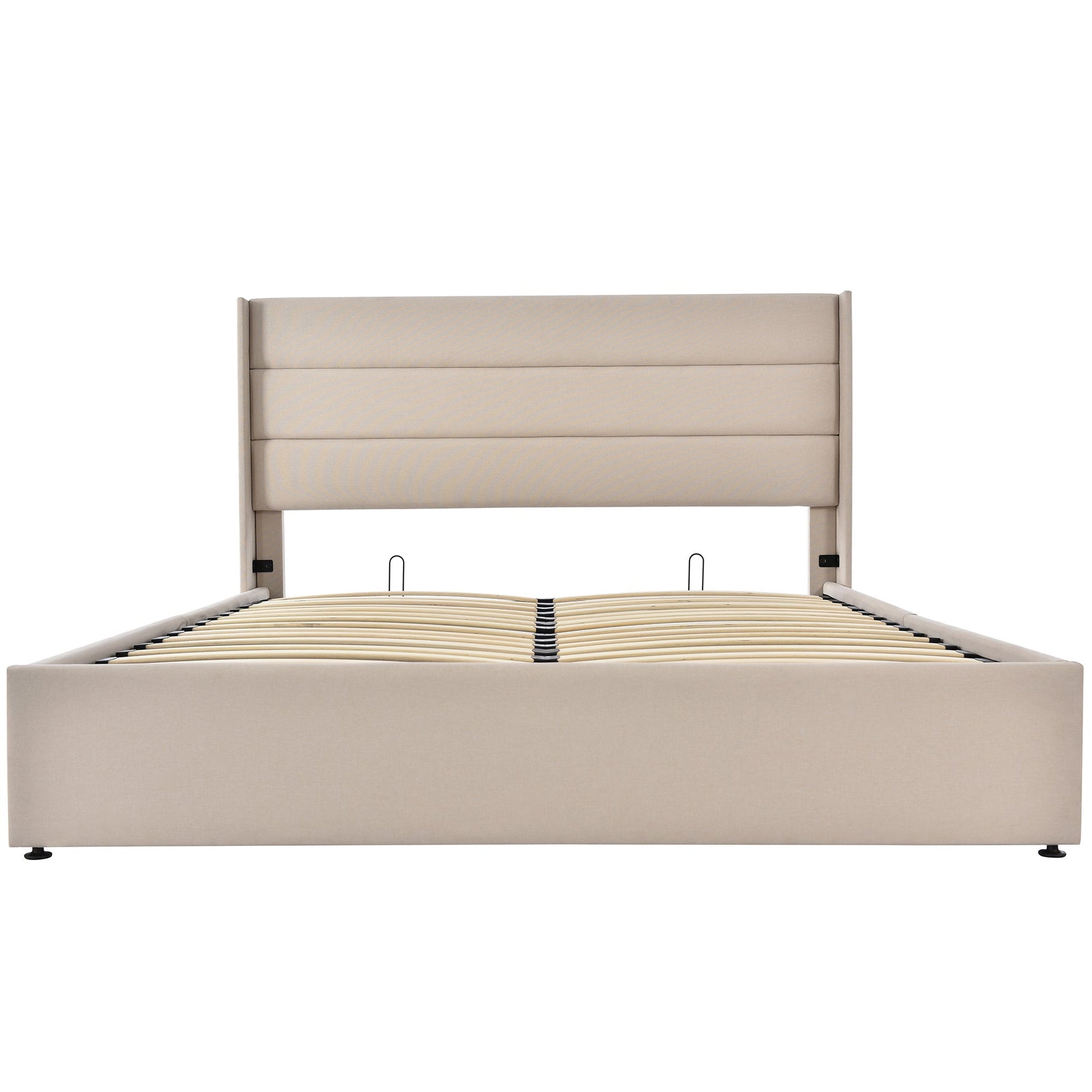 Storage Bed, Hydraulic Double Bed 140x200cm, Linen Beige