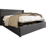 Storage Bed, Hydraulic Double 140x200cm with Mattress & Slatted Frame, Linen Grey