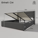Storage Bed, Hydraulic Double 140x200cm with Mattress & Slatted Frame, Linen Grey