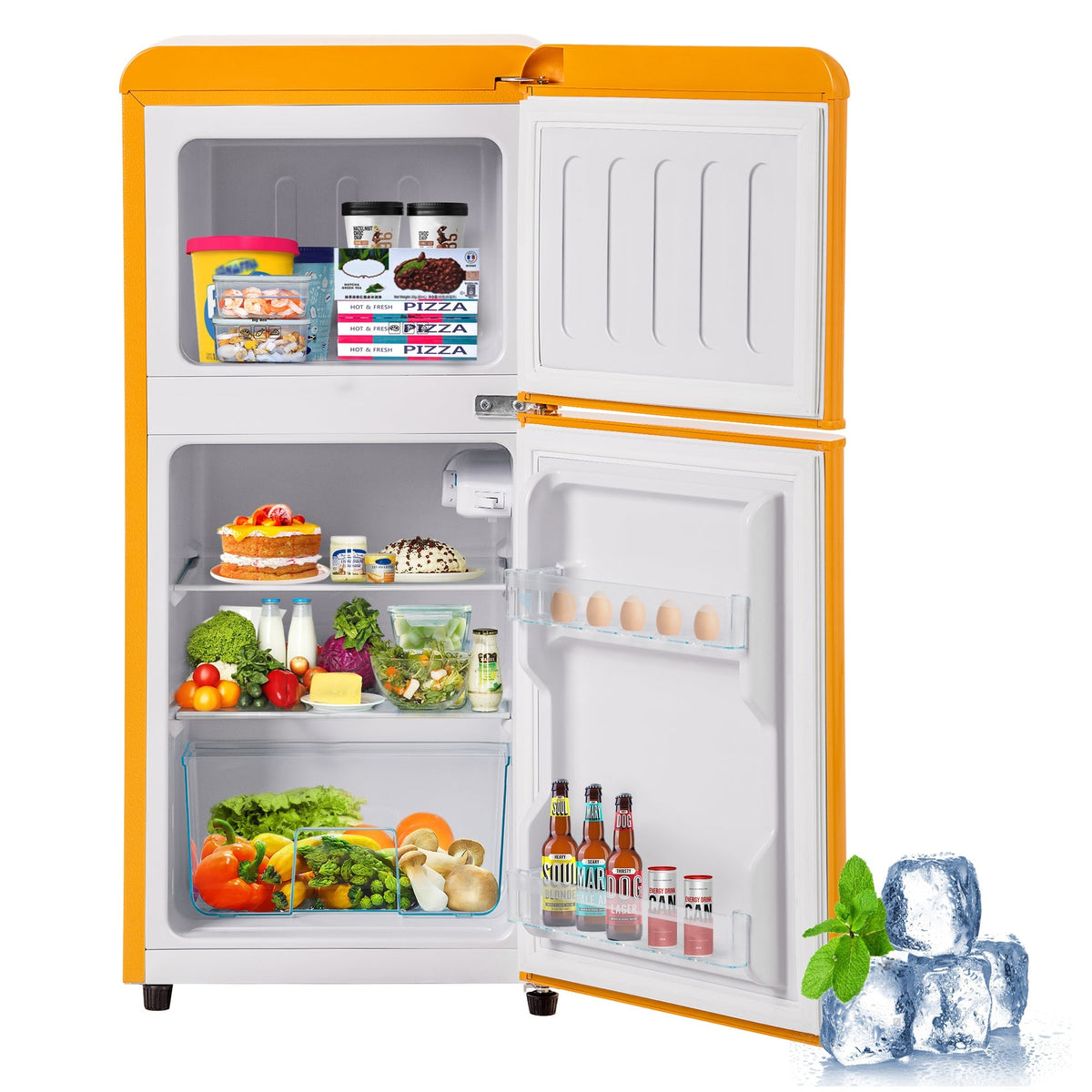 Retro Refrigerator, Freezer Combination, 86.8cm High, 60L Total Volume, Two-Door, E Energy Class
