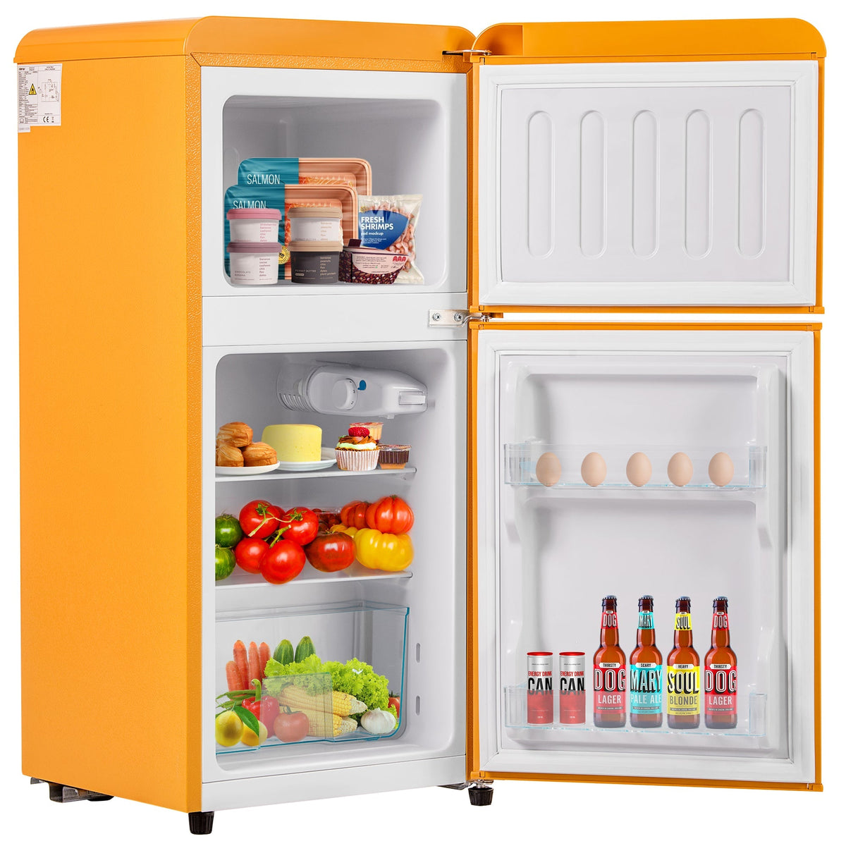 Retro Refrigerator, Freezer Combination, 86.8cm High, 60L Total Volume, Two-Door, E Energy Class