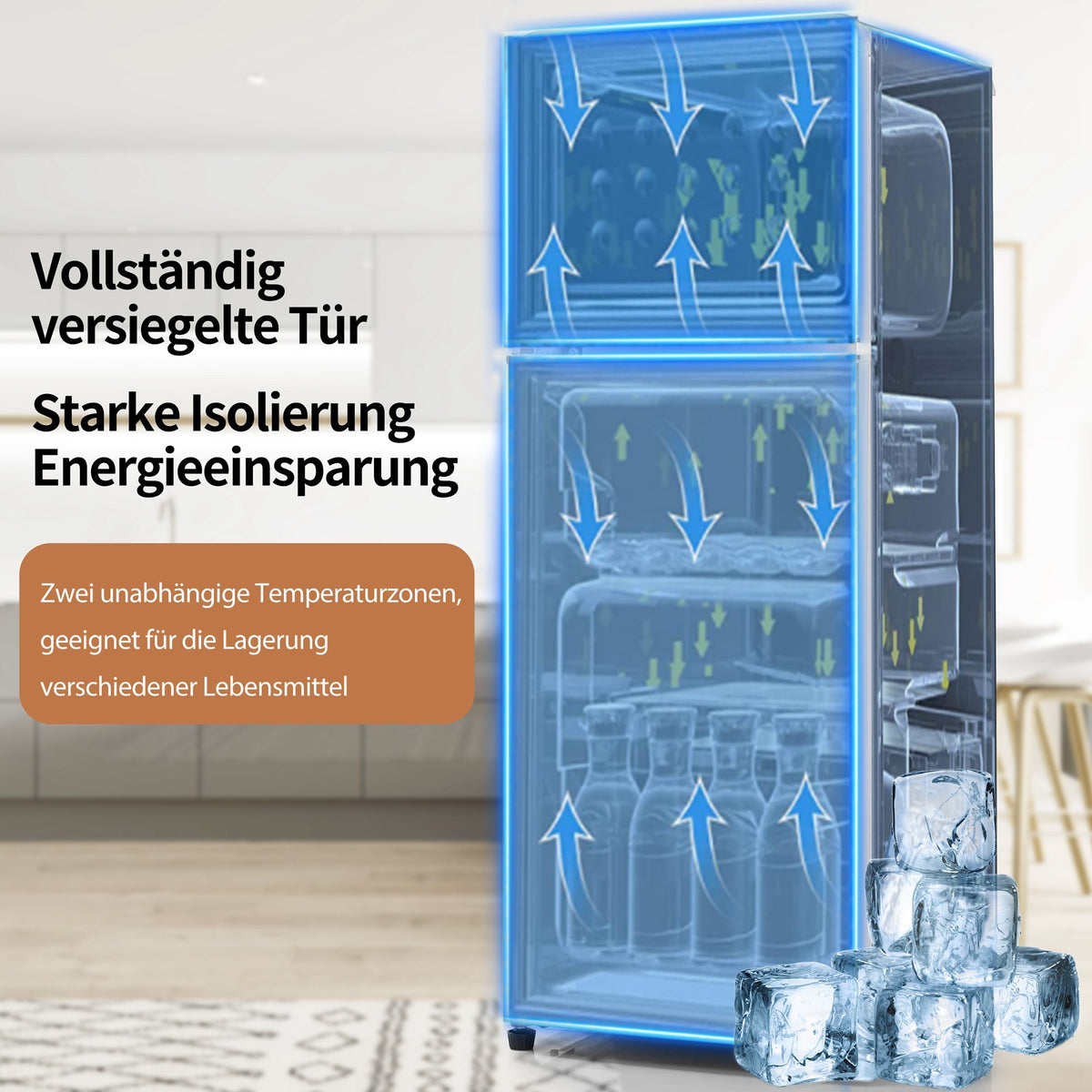 Retro Refrigerator, Fridge-Freezer, 105.5cm High, 92 Liter, Two-Door