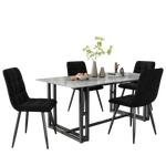 Dining Chair Set (4 pcs) Upholstered Designer Velvet Seat Metal Frame Black