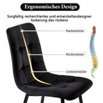 Dining Chair Set (4 pcs) Upholstered Designer Velvet Seat Metal Frame Black