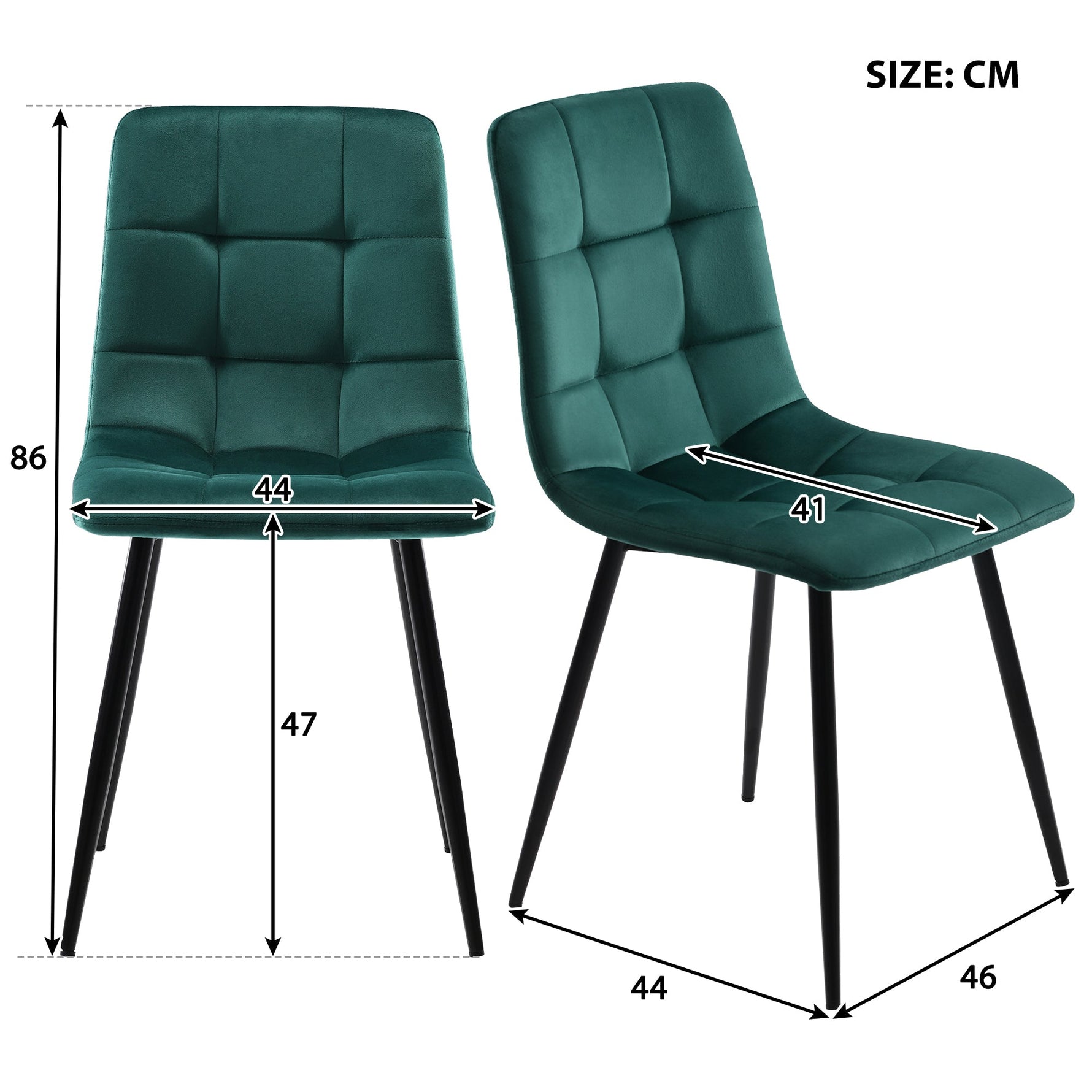 5-Piece Dining Set 117cm Rectangular Kitchen Table & 4 Dark Green Velvet Chairs Black Legs