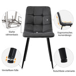 117cm Dining Set Rectangular Table Modern Dark Grey Velvet Chairs Gold Legs