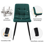 5-Piece Dining Set 117cm Rectangular Kitchen Table & 4 Dark Green Velvet Chairs Black Legs