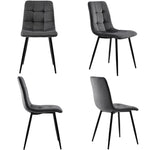 117cm Dining Set Rectangular Table Modern Dark Grey Velvet Chairs Gold Legs
