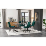 Dining Chair Set of 4 Upholstered Velvet Seat Metal Frame Dark Green