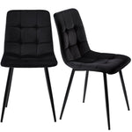 Dining Chair Set (4 pcs) Upholstered Designer Velvet Seat Metal Frame Black