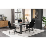 Dining Chair Set (4 pcs) Upholstered Designer Velvet Seat Metal Frame Black