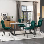 Dining Chair Set of 4 Upholstered Velvet Seat Metal Frame Dark Green