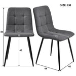 5-Piece Dining Set Rectangular Table 117cm with 4 Modern Chairs Dark Grey Linen Black
