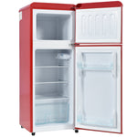 Retro Refrigerator, 105.5cm High, 92L Total, 28L Freezer, Two-Door, Glass Shelves