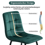 Dining Chair Set of 4 Upholstered Velvet Seat Metal Frame Dark Green