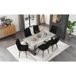 Dining Chair Set (4 pcs) Upholstered Designer Velvet Seat Metal Frame Black
