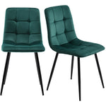 5-Piece Dining Set 117cm Rectangular Kitchen Table & 4 Dark Green Velvet Chairs Black Legs