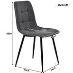 Dining Chair Set of 4 Upholstered Designer Chair with Backrest Metal Frame Dark Grey Linen