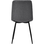 Dining Chair Set of 4 Upholstered Designer Chair with Backrest Metal Frame Dark Grey Linen