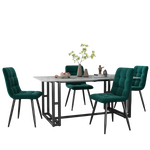 Dining Chair Set of 4 Upholstered Velvet Seat Metal Frame Dark Green