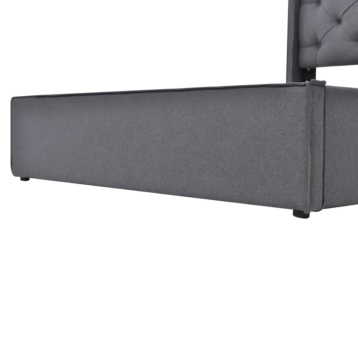 Hydraulic Double Upholstered Bed 160x200cm with Storage, Grey Cotton
