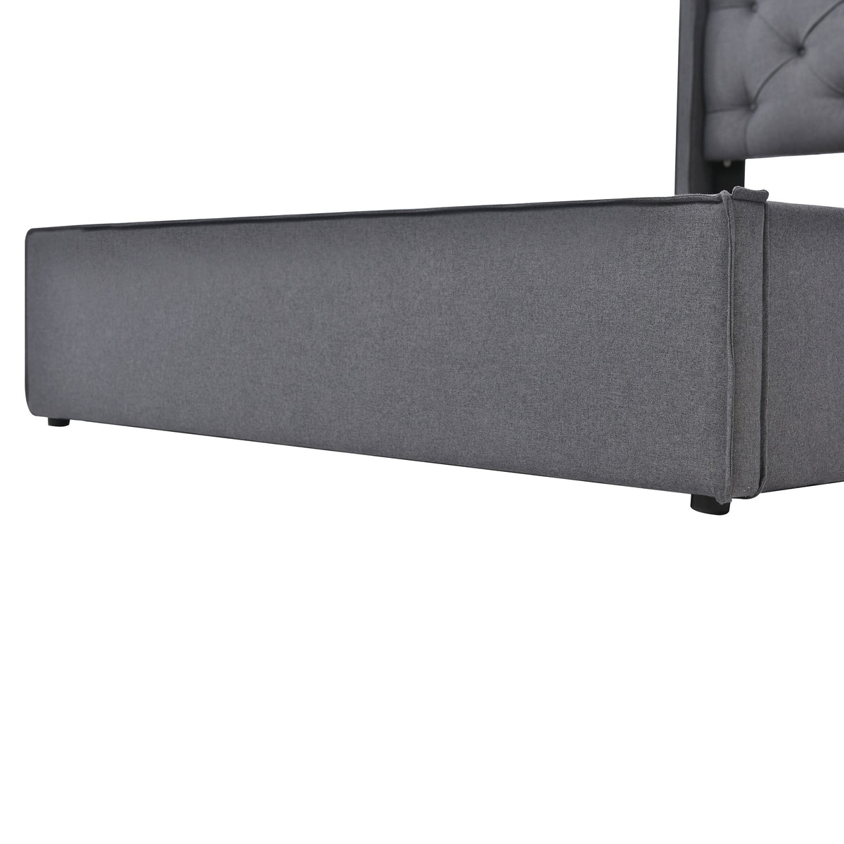 Hydraulic Bed, Single Upholstered 90x200cm, Storage, Gray Cotton
