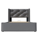 Hydraulic Bed, Single Upholstered 90x200cm, Storage, Gray Cotton
