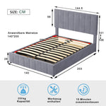 Upholstered Bed, 140x200 Double with Hydraulic Storage & Adjustable Headboard, Velvet Gray