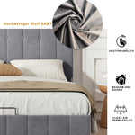 Upholstered Bed, 140x200 Double with Hydraulic Storage & Adjustable Headboard, Velvet Gray