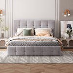 Upholstered Bed, 140x200 Double with Liftable Storage, Adjustable Headboard, Velvet Fabric Gray