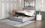 Upholstered Bed with Hydraulic Lift and Storage, Velvet Space-Saving Design, Multi-color