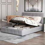 Upholstered Bed, 140x200 Double with Liftable Storage, Adjustable Headboard, Velvet Fabric Gray