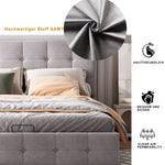 Upholstered Bed, 140x200 Double with Liftable Storage, Adjustable Headboard, Velvet Fabric Gray