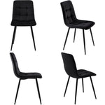 5-Piece Dining Set Modern Wood Grain Table Black Metal Legs Black Velvet