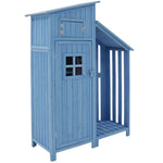 Garden Shed Tool Storage Cabinet 124x46x174 cm for Small Gardens Blue Wood