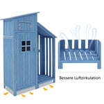 Garden Shed Tool Storage Cabinet 124x46x174 cm for Small Gardens Blue Wood