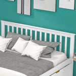 Wooden Bed, Double/Youth/Adult, Storage Drawers, Pinewood, White