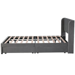 Upholstered Bed 160x200cm Headboard Slatted Base 2 Drawers - Velvet Grey