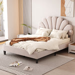 Upholstered Double Bed 160x200cm Sub-Item, White Bouclé