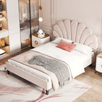Upholstered Double Bed 160x200cm Sub-Item, White Bouclé
