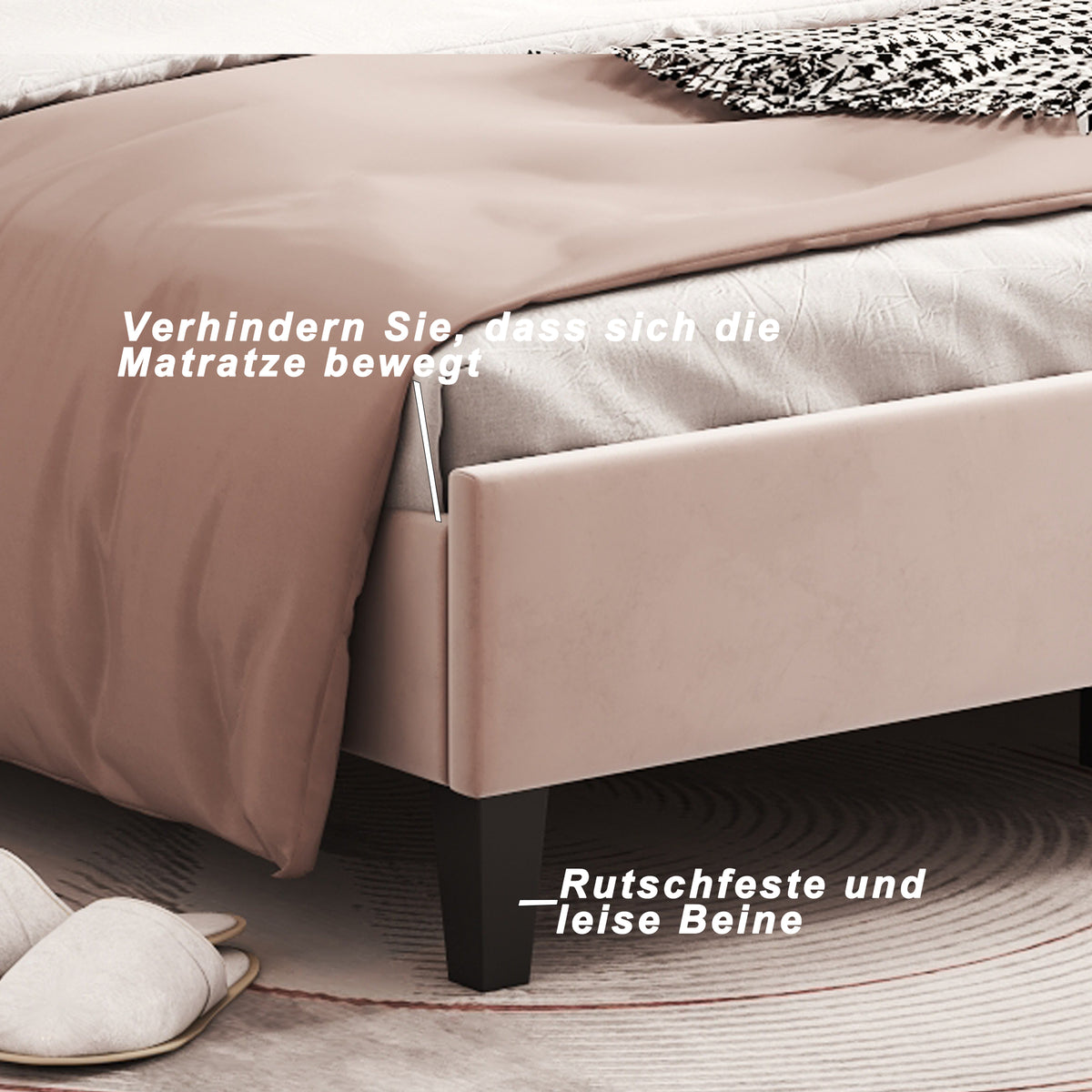 Upholstered Double Bed 160x200cm Sub-Item, White Bouclé