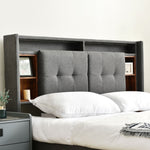 Upholstered Double Bed 160x200cm Storage USB LED Slatted Base, Grey