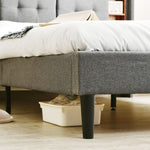Upholstered Double Bed 160x200cm Storage USB LED Slatted Base, Grey