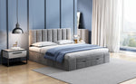 Upholstered Bed 160 x 200 cm with Slatted Base and 4 Storage Drawers, Grey Velvet