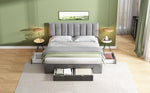 Upholstered Bed 160 x 200 cm with Slatted Base and 4 Storage Drawers, Grey Velvet
