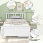 Wooden Bed, Single Adult Youth with Storage Drawers, Pine Wood, White
