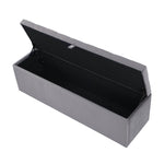 Velvet Bench Upholstered Storage 138x41x42cm - Grey
