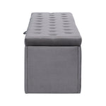 Velvet Bench Upholstered Storage 138x41x42cm - Grey